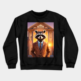 Cute racoon in a suit Crewneck Sweatshirt